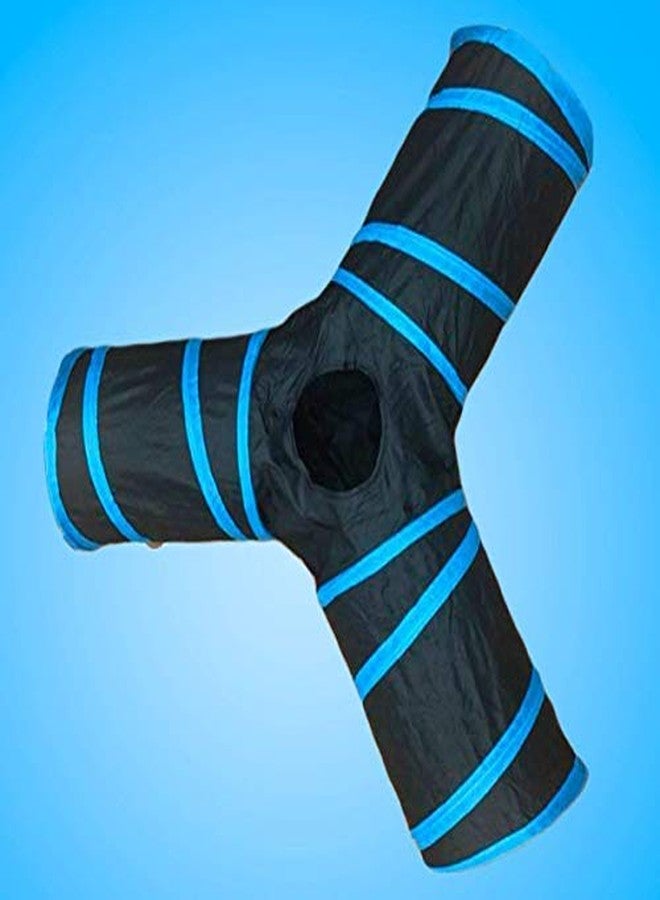 KittuPet نفق كيتو بيت المعدني ثلاثي الاتجاهات للقطط، لعبة قابلة للطي مع كرة للجراء والقطط الصغيرة والأرانب... - Image 3